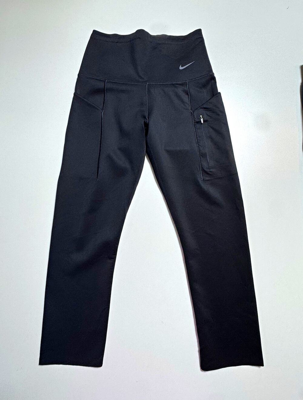 Nike Dri-FIT Go Women’s Black Leggings Size S Pockets Zip Pocket Pull-On